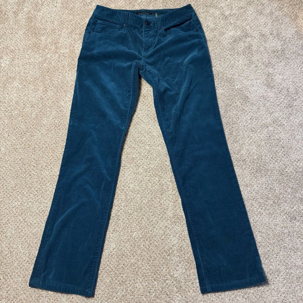 Elie Tahari Corduroy Straight Pants Women's Size 4 Teal Blue Cotton Blend Casual